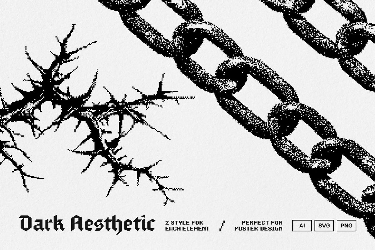 Aperçu principal de Dark Aesthetic Dithering Graphic Pack Vol.4, ressource Vectors par Pixelbuddha