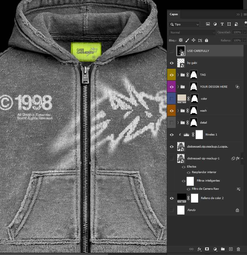 Aperçu 2 sur 3 de Destressed Zip Mockup, ressource Mockups par GABI