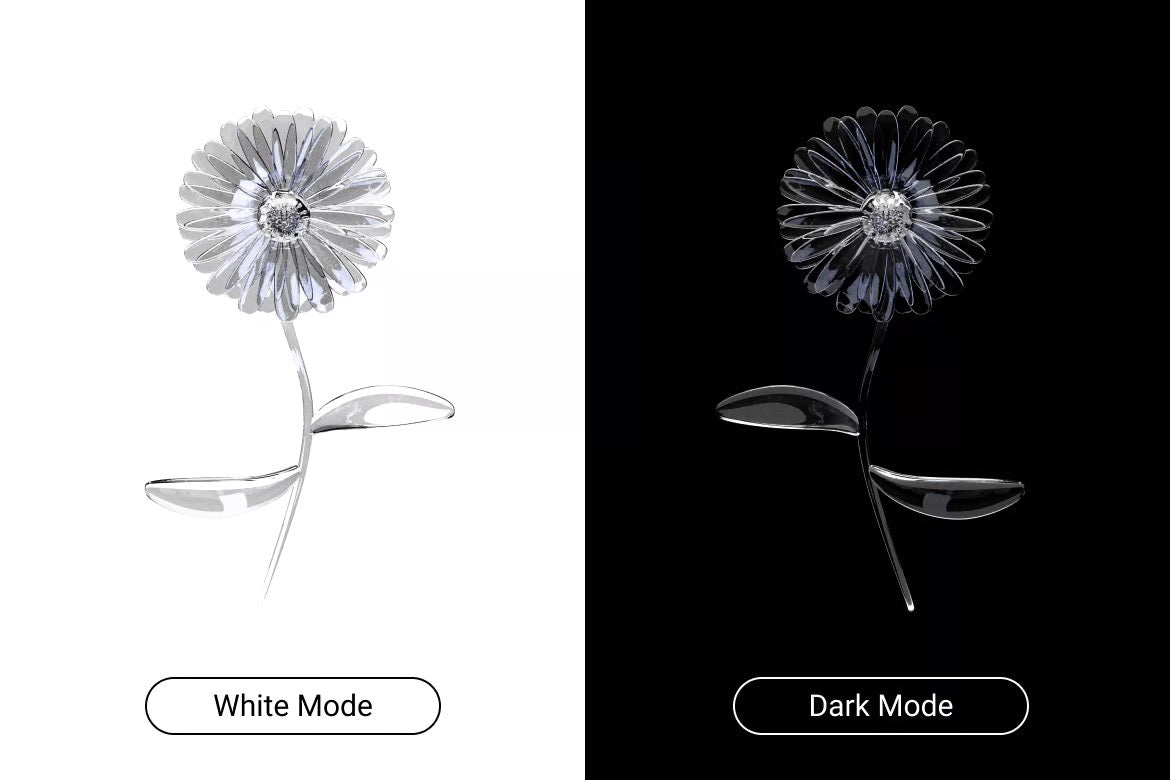 Aperçu 5 sur 5 de Illustration de fleurs en verre 3D, ressource 3D par Spacepixelcreative