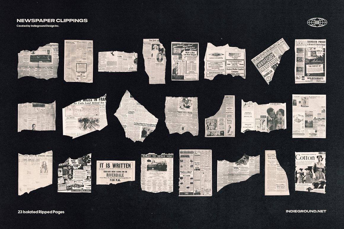 Aperçu 4 sur 7 de Newspaper Clippings, ressource Mockups par HYTRAPE