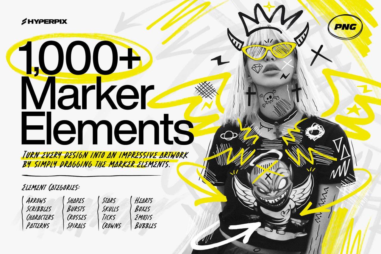 Hyper Marker – 1,000+ PNG Marker Elements