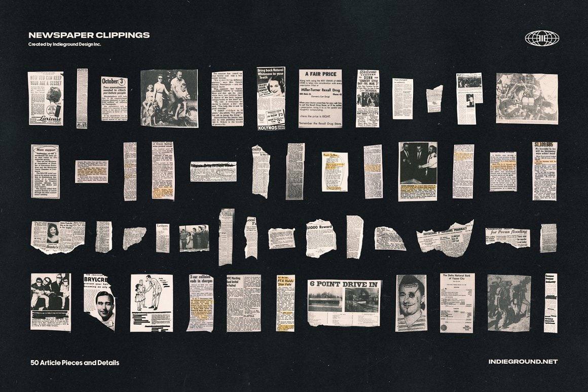 Aperçu 6 sur 7 de Newspaper Clippings, ressource Mockups par HYTRAPE