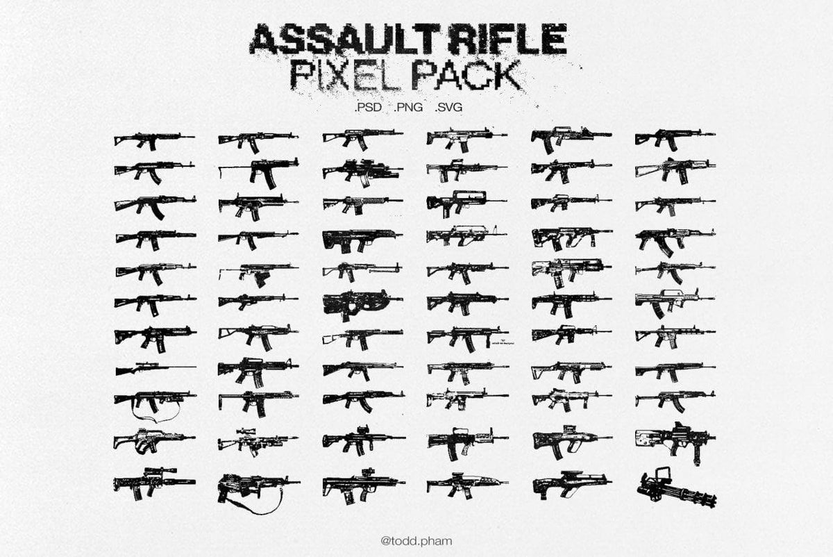 Aperçu principal de Assault Rifle Pixel Pack, ressource Mockups par HYTRAPE