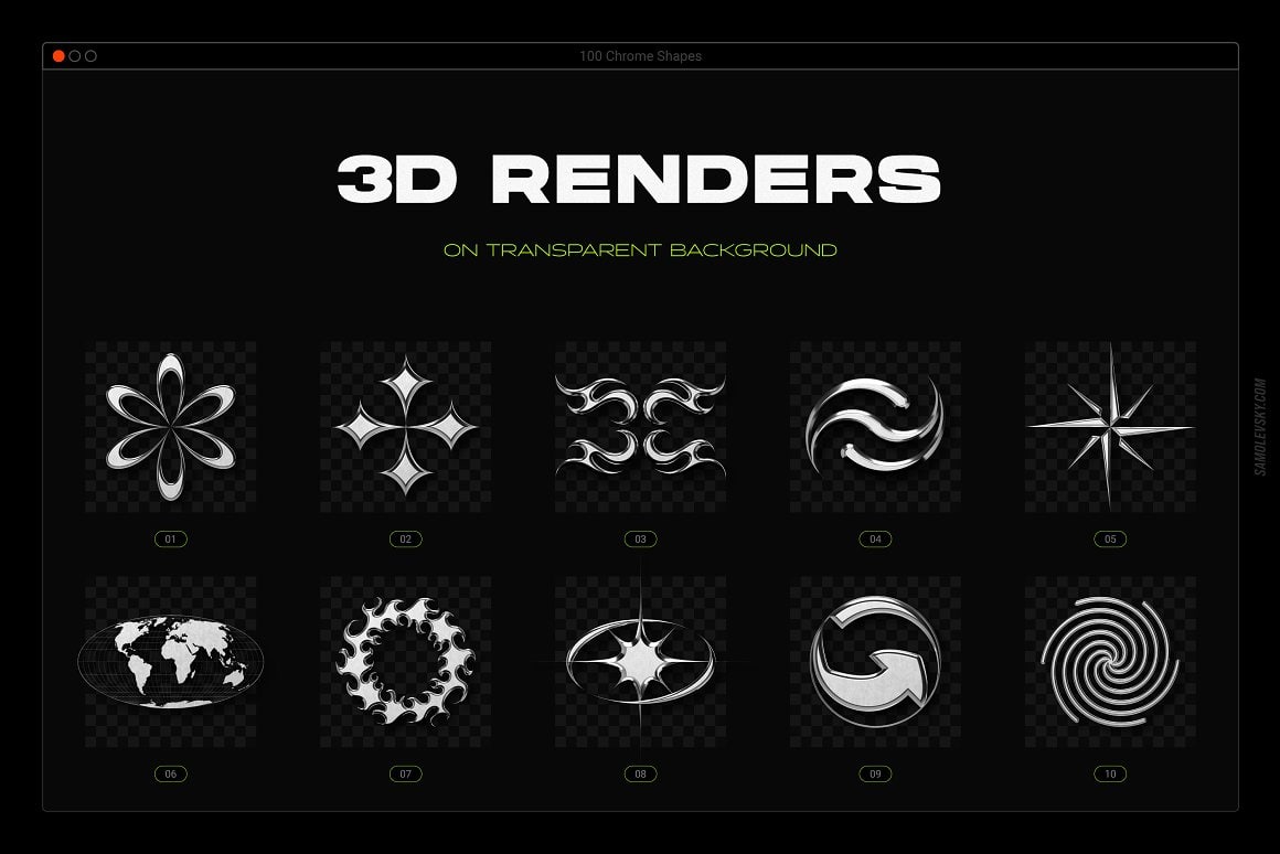Aperçu 3 sur 3 de Acid & Chrome Abstract Shapes Bundle, ressource Mockups par HYTRAPE