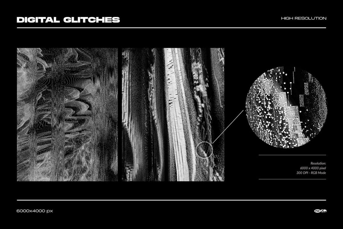 Aperçu 3 sur 7 de +30 Textures Glitch (Anomaly), ressource Mockups par HYTRAPE