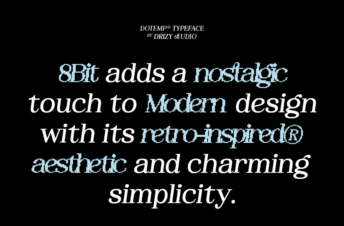 Aperçu 3 sur 4 de 215+ Dotemp® Pixeled 8Bit, ressource Fonts par Drizy Studio
