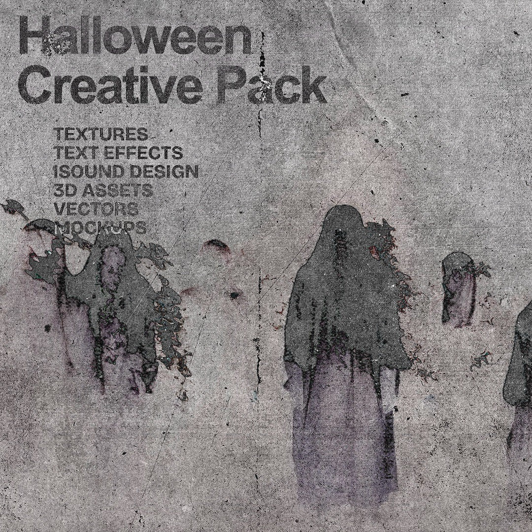 PAQUETE CREATIVO DE HALLOWEEN (Texturas, fuentes, efectos de texto, diseño de sonido, recursos 3D y más...)