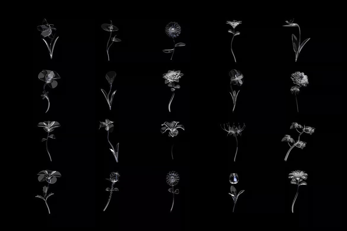 Aperçu 3 sur 5 de Illustration de fleurs en verre 3D, ressource 3D par Spacepixelcreative