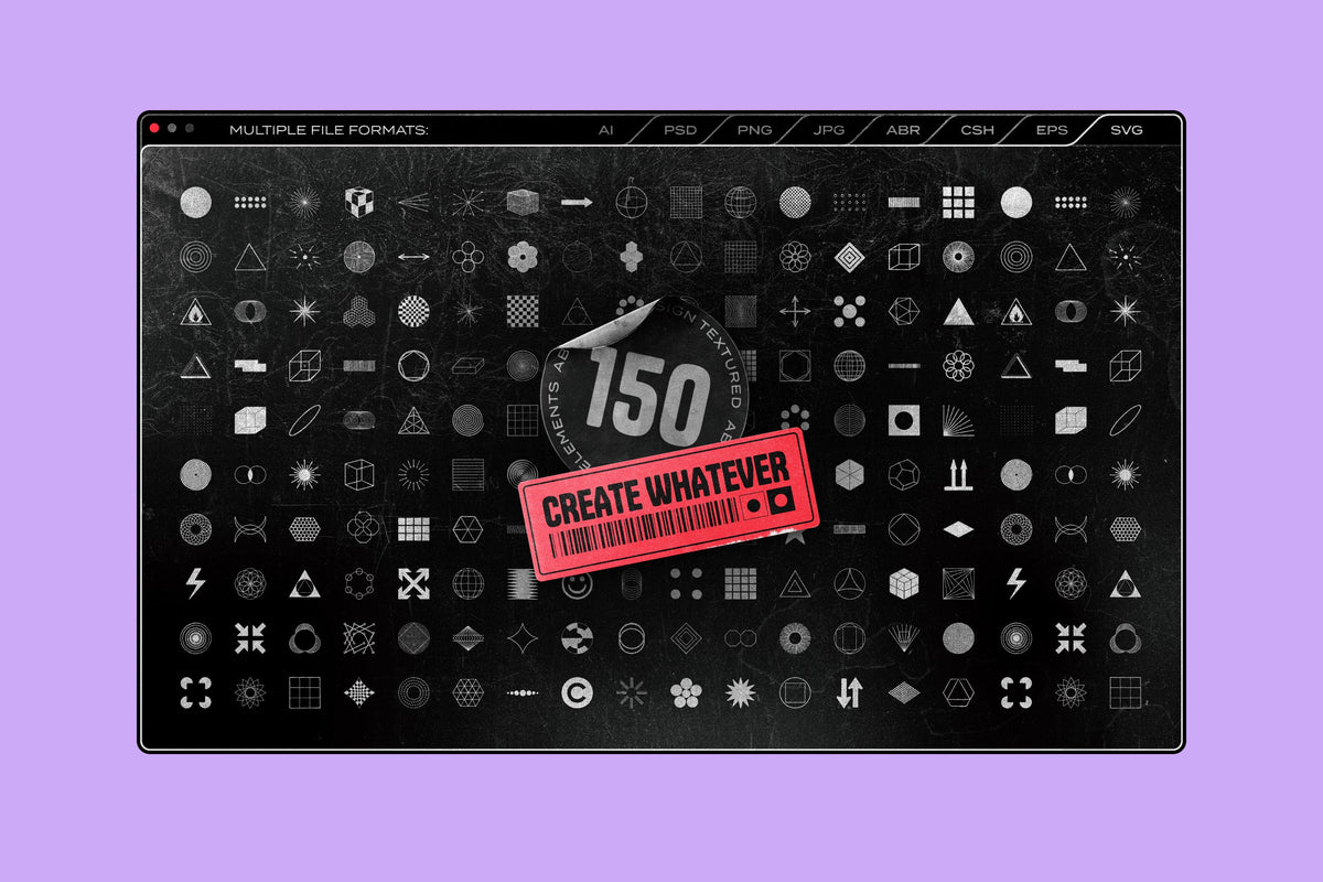 Aperçu 17 sur 17 de 150 Retro-Futuristic Textured Shapes Pack, ressource Transitions par Samolevsky