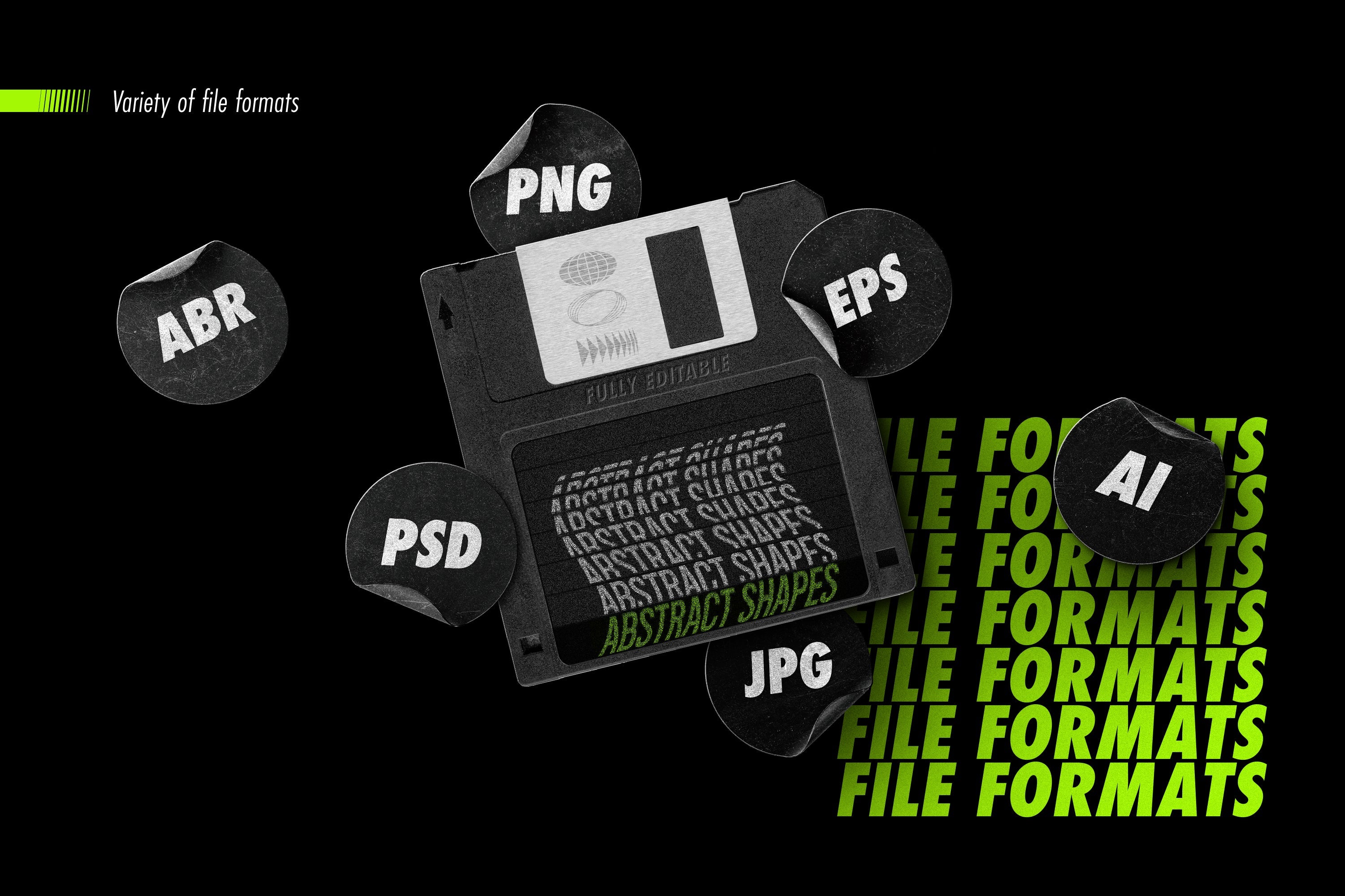 Colección de formas abstractas: 100 elementos de diseño