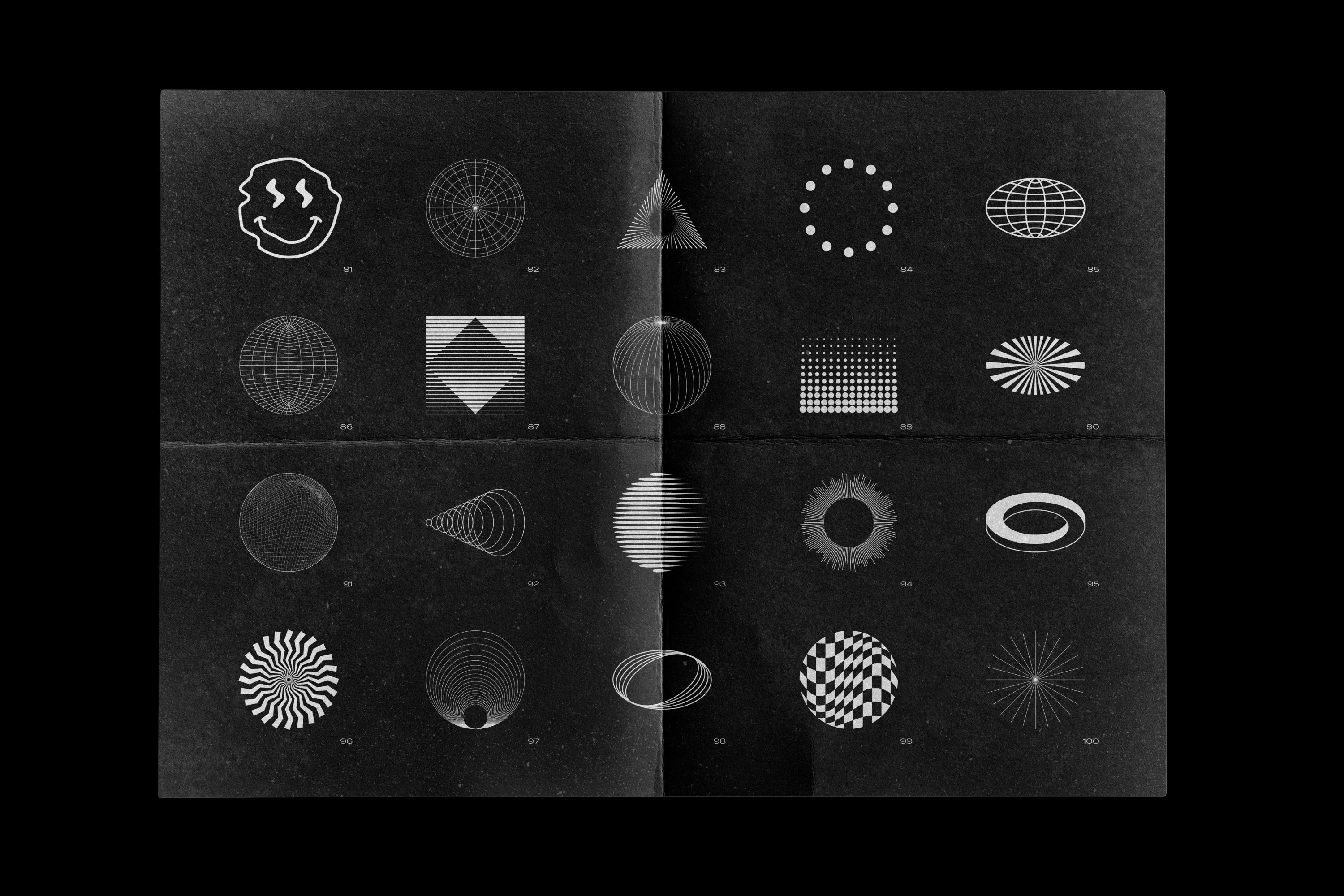 Colección de formas abstractas: 100 elementos de diseño