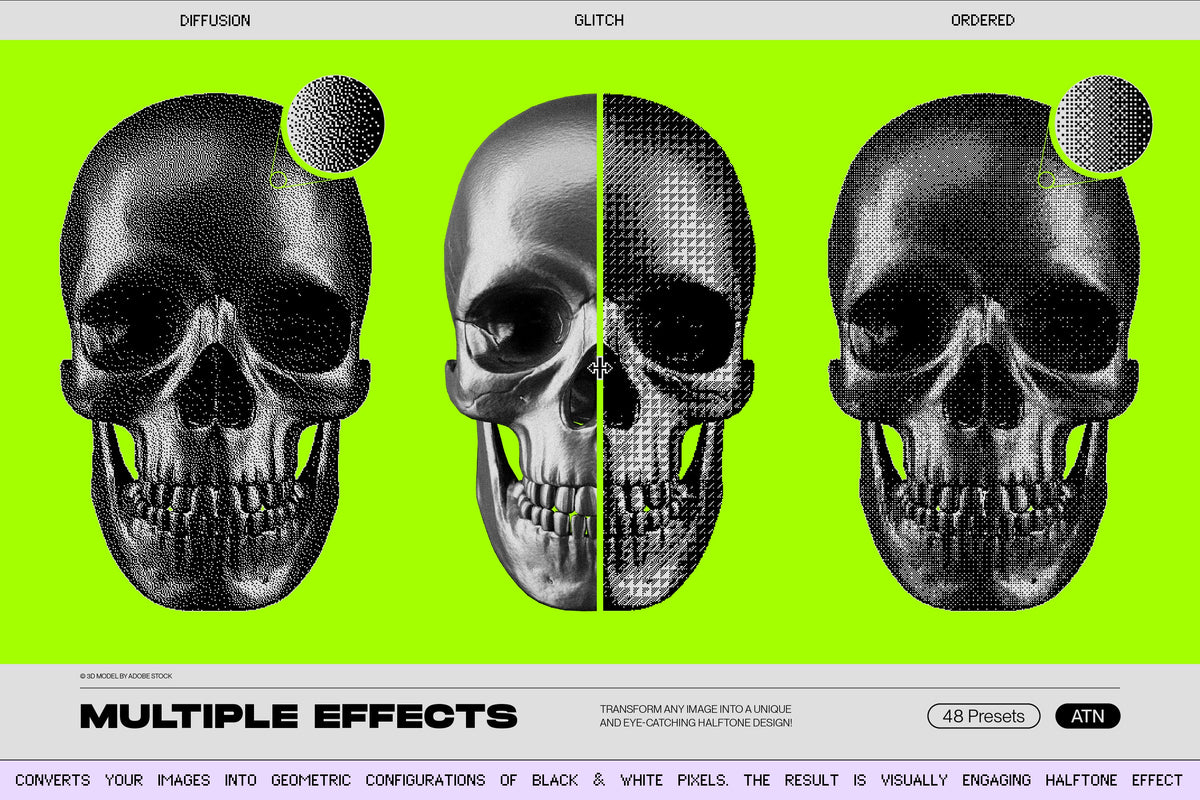 Aperçu 2 sur 31 de Bitmap Lab - One-Click Pixel Halftone Action, ressource Vectors par Samolevsky