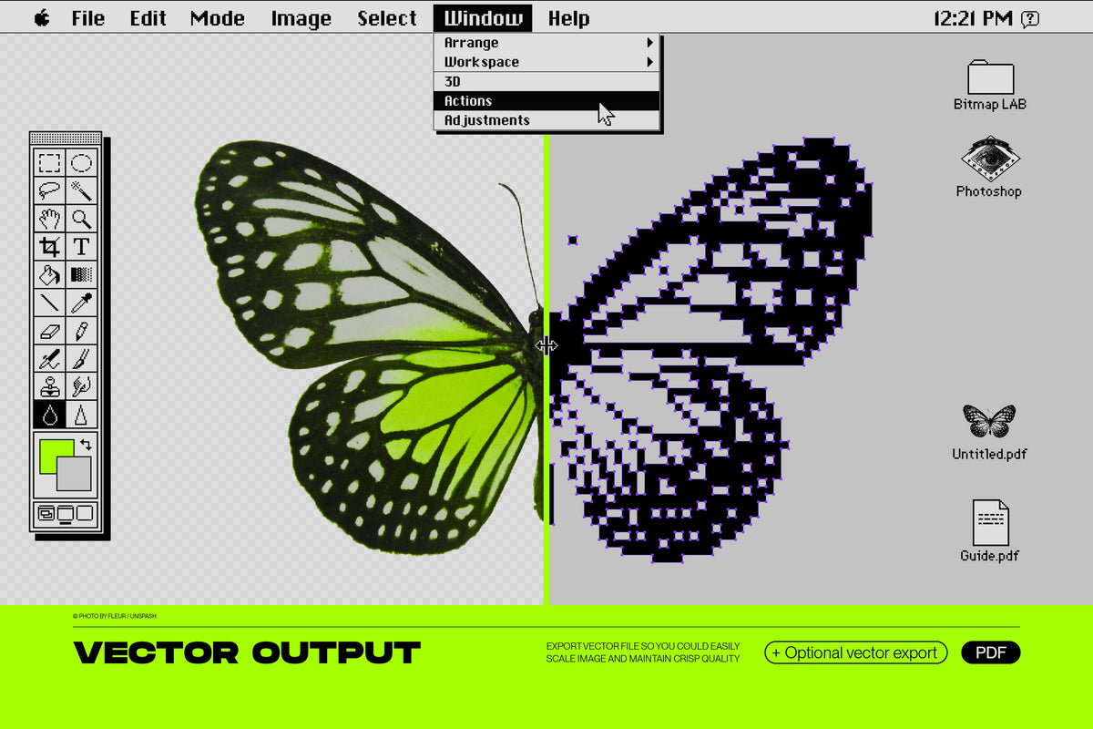 Aperçu 3 sur 31 de Bitmap Lab - One-Click Pixel Halftone Action, ressource Vectors par Samolevsky