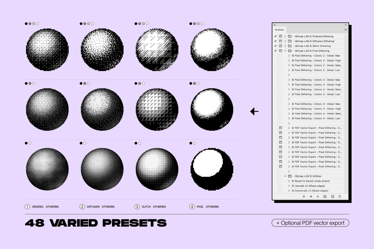 Aperçu 16 sur 31 de Bitmap Lab - One-Click Pixel Halftone Action, ressource Vectors par Samolevsky