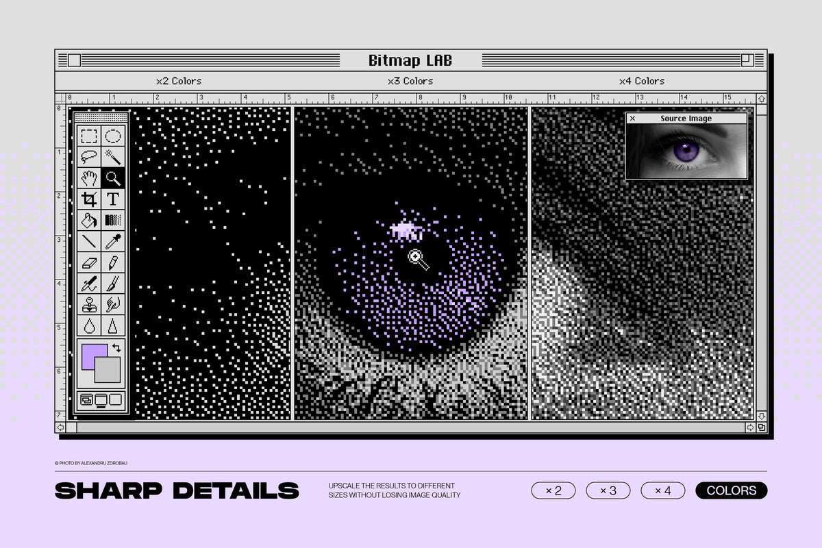 Aperçu 19 sur 31 de Bitmap Lab - One-Click Pixel Halftone Action, ressource Vectors par Samolevsky