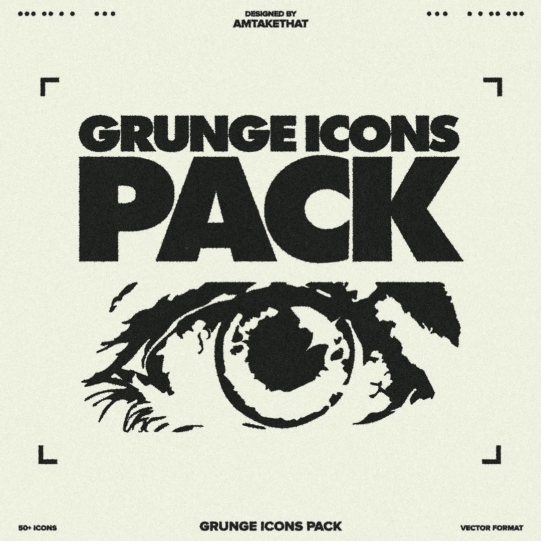 Aperçu principal de +50 GRUNGE ICONS PACK, ressource Mockups par AMTAKETHAT