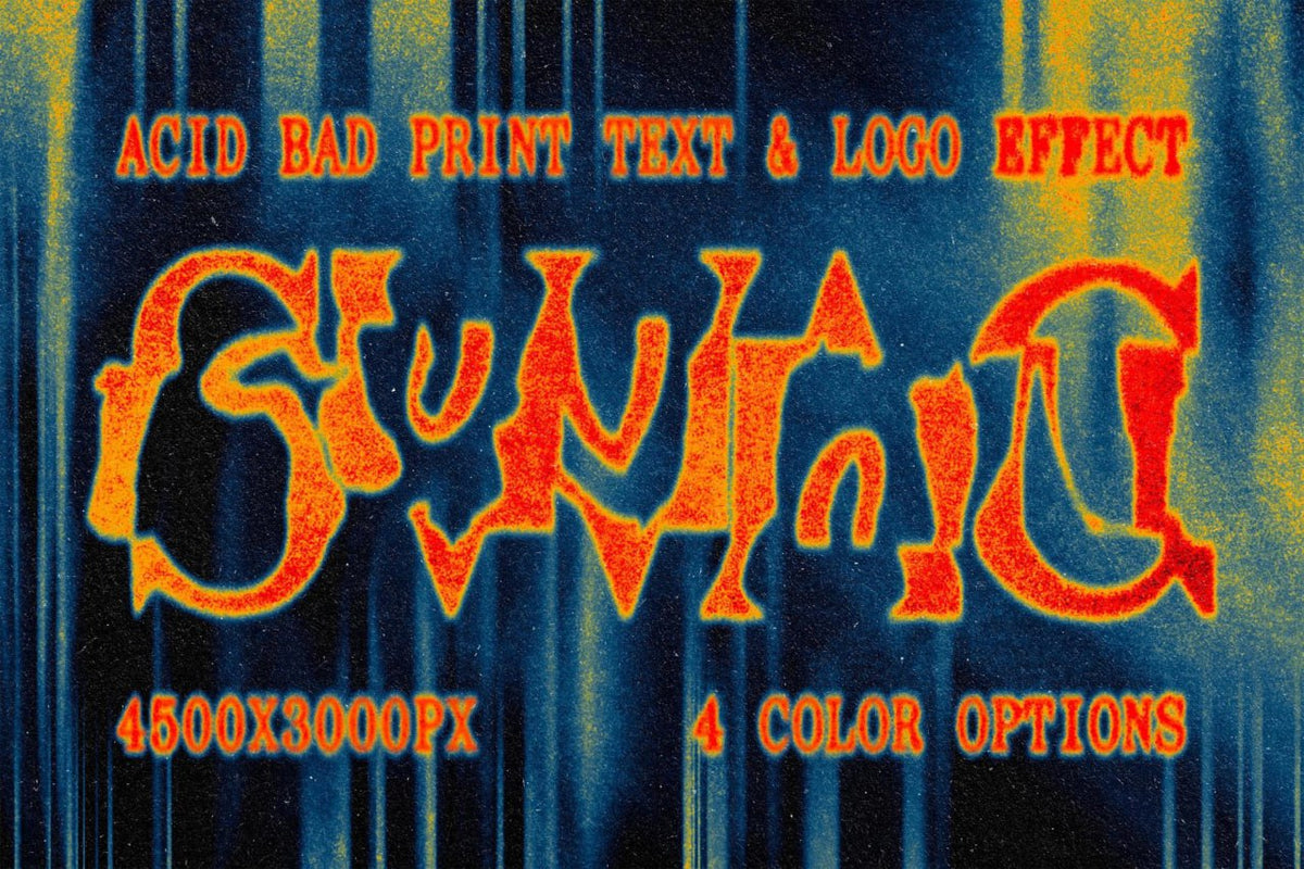 Aperçu principal de Acid Bad Print Text & Logo Effect, ressource Mockups par HYTRAPE