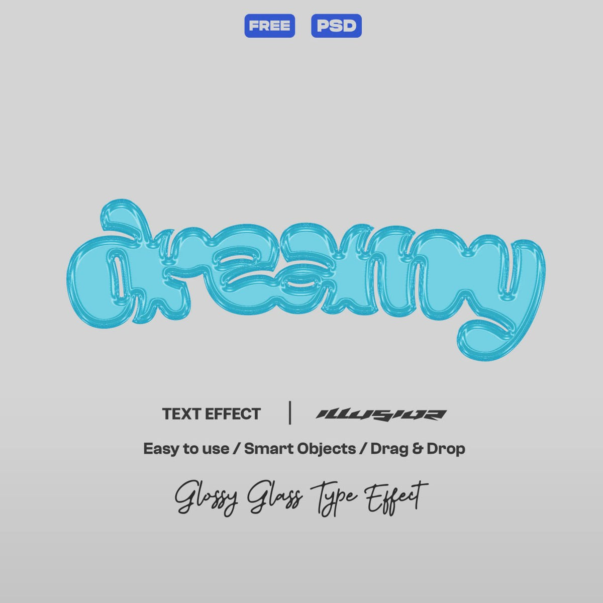 Aperçu principal de Glossy Glass Text Effect, ressource Mockups par HYTRAPE