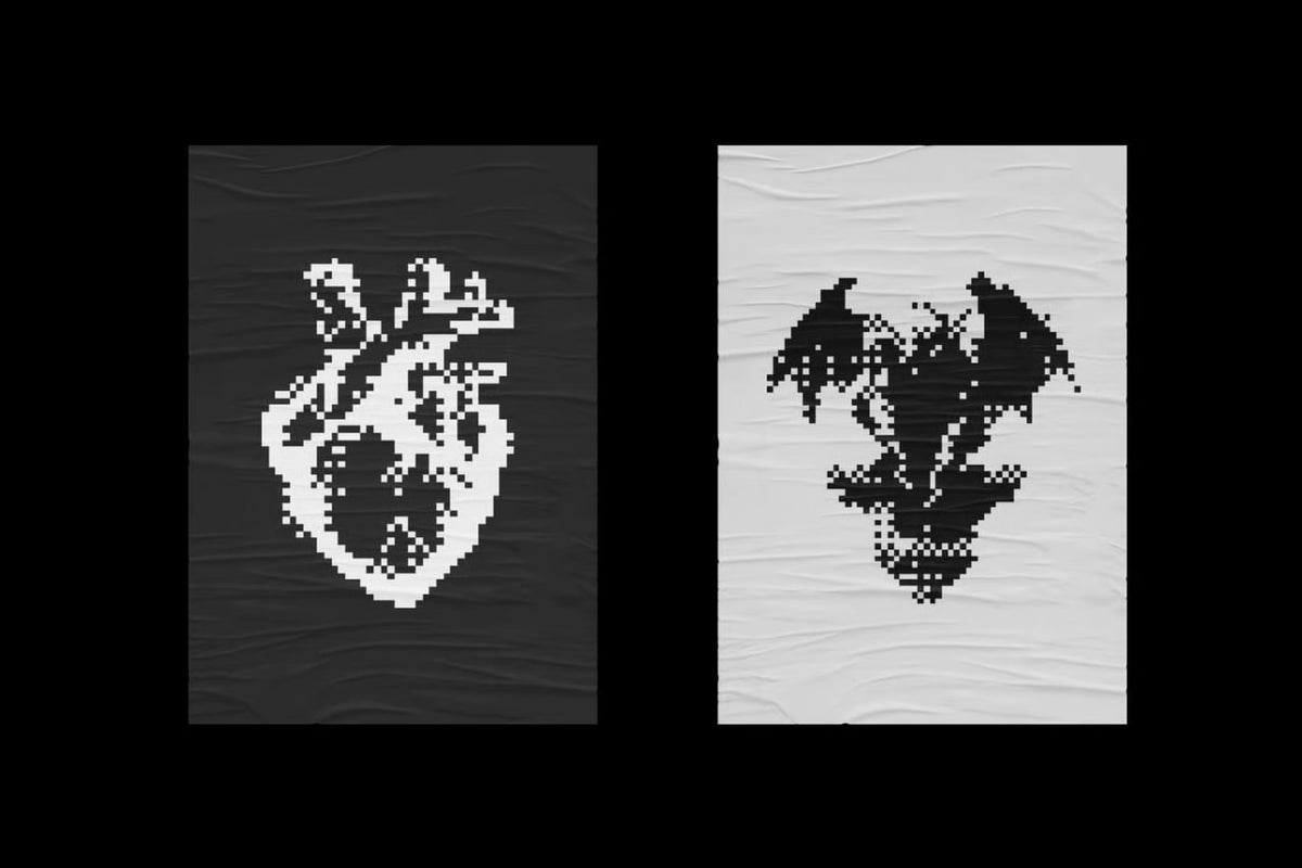 Aperçu 5 sur 6 de Dark Aesthetic Dithering Bundle, ressource Mockups par HYTRAPE