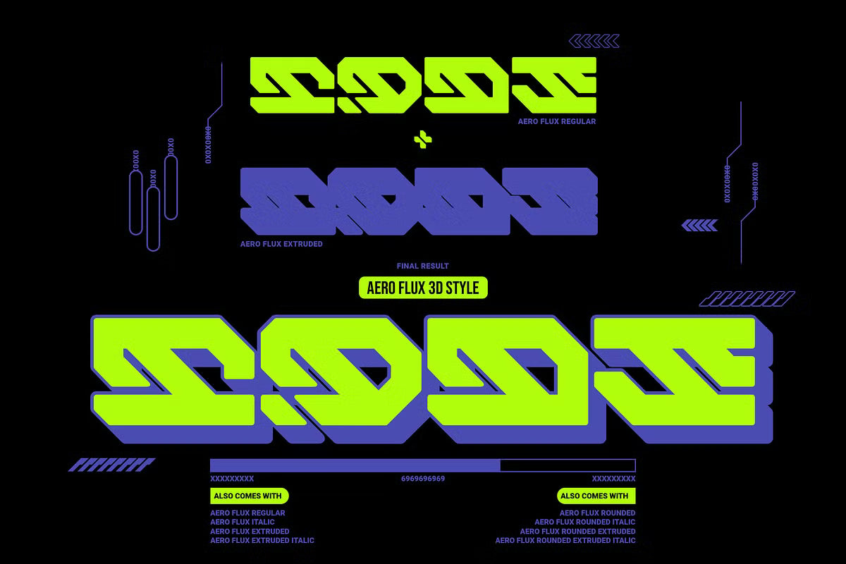 Aperçu 2 sur 7 de Aero Flux, ressource Fonts par HYTRAPE