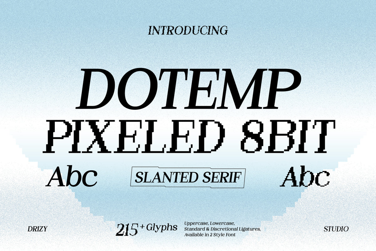 Aperçu principal de 215+ Dotemp® Pixeled 8Bit, ressource Fonts par Drizy Studio