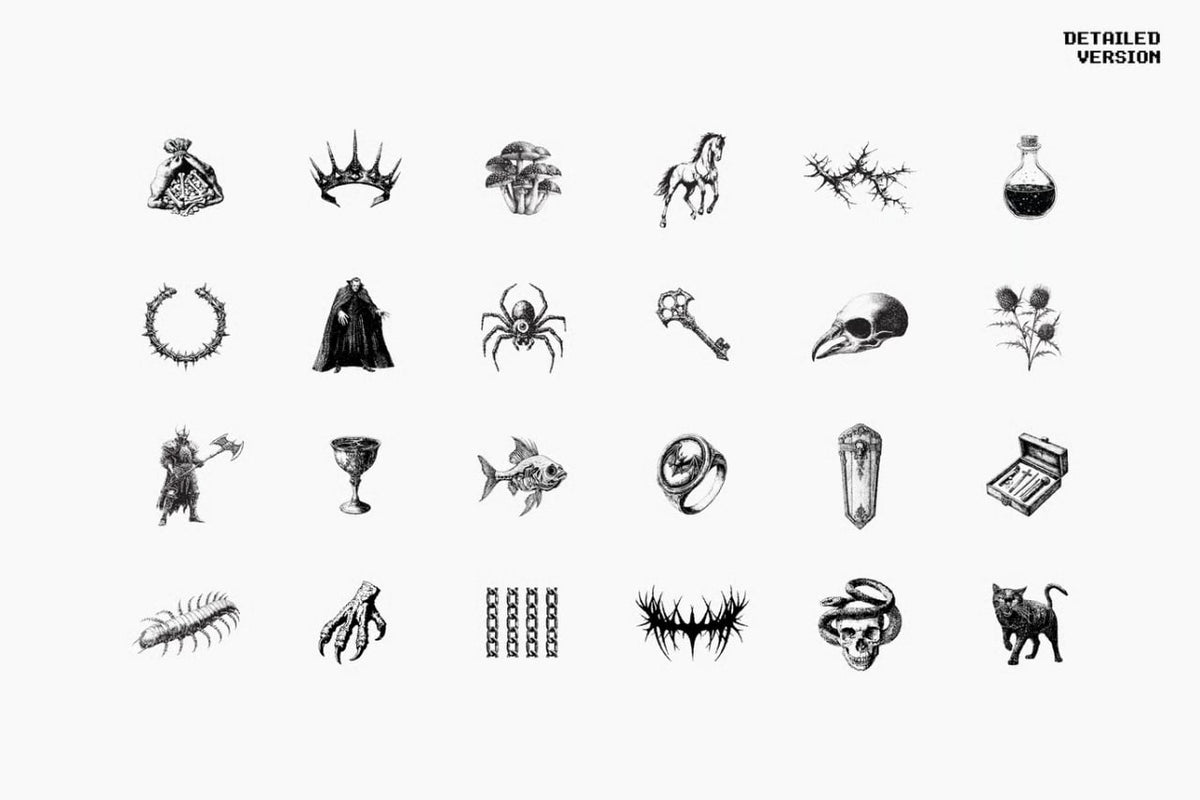 Aperçu 3 sur 3 de Dark Aesthetic Dithering Graphic Pack Vol.4, ressource Vectors par Pixelbuddha