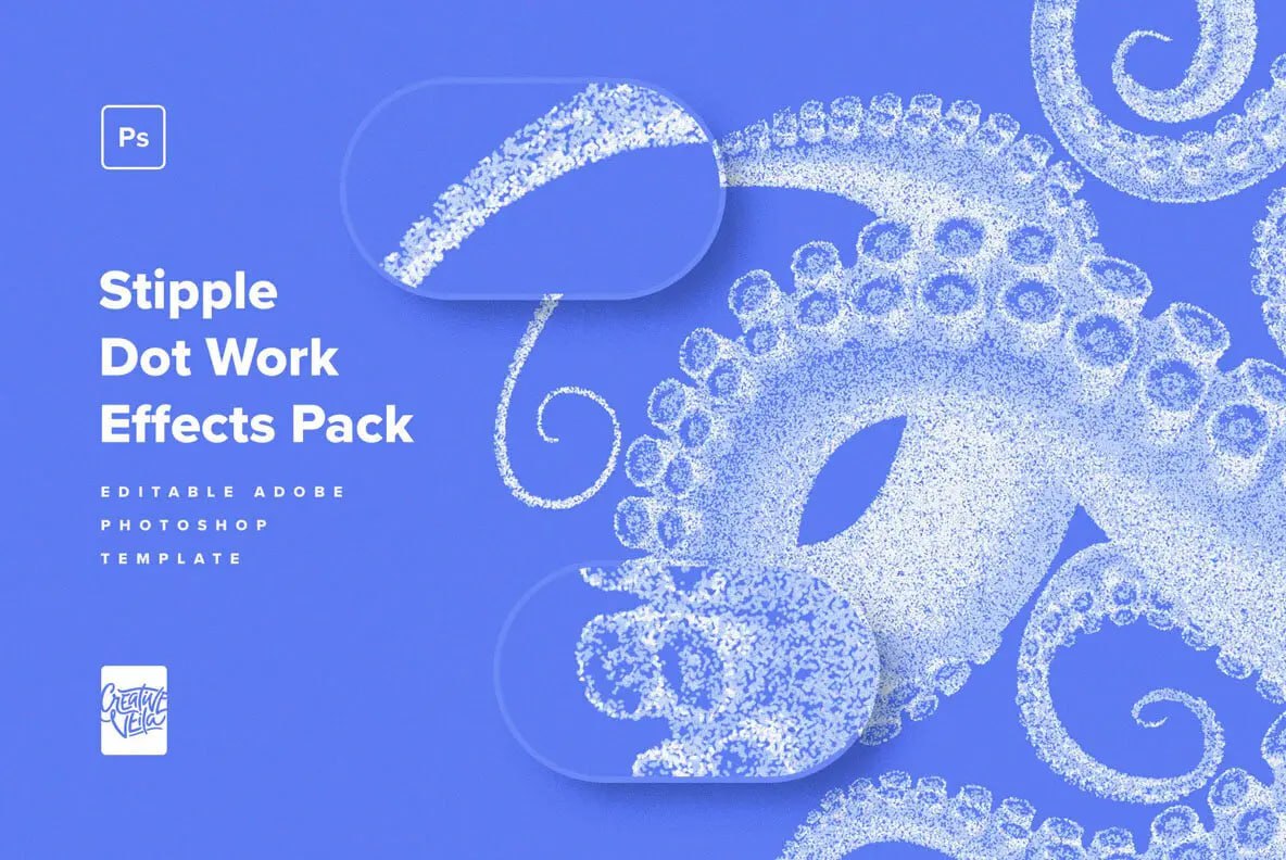 Aperçu 5 sur 7 de Stipple Dot Work Effects, ressource Mockups par HYTRAPE