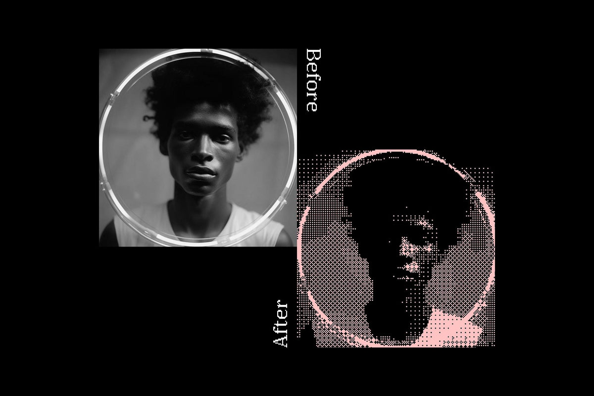 Aperçu 7 sur 7 de Dithered Bitmap Photo Effect, ressource Mockups par Pixelbuddha
