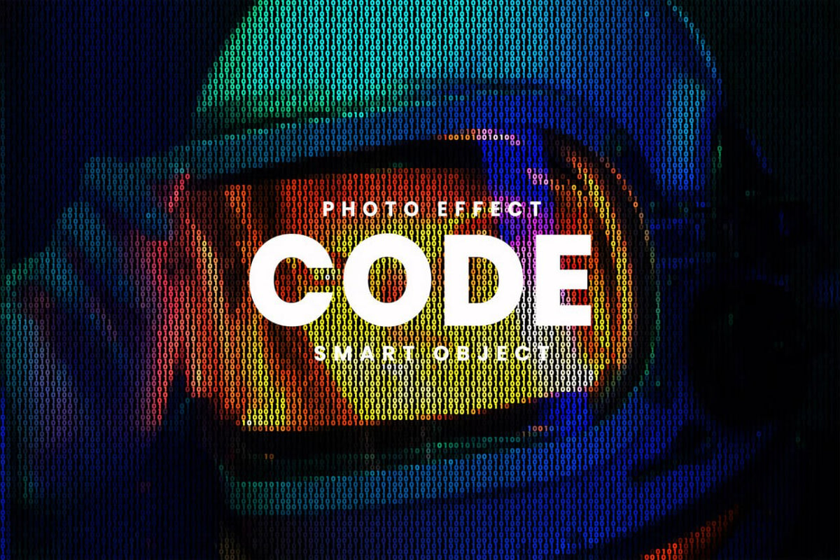 Aperçu 4 sur 4 de CODE Photo Effect, ressource Mockups par HYTRAPE