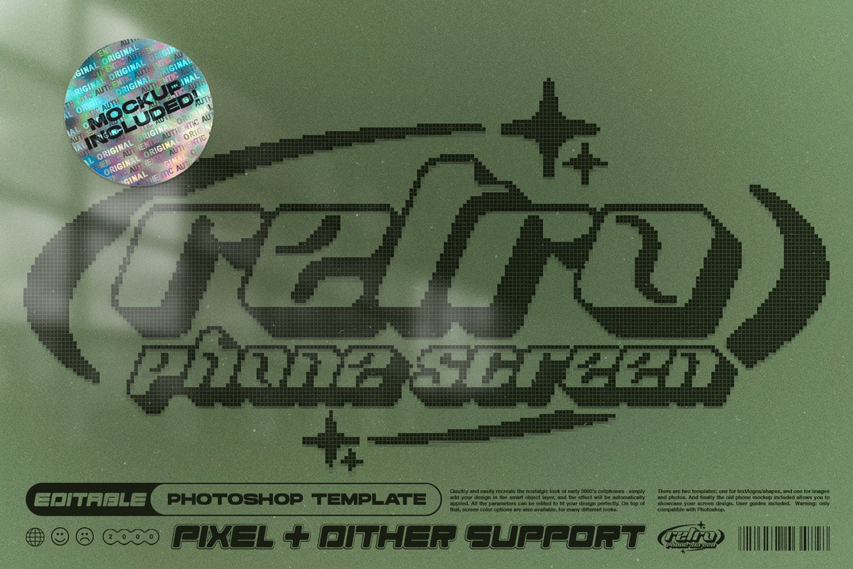 Main preview of Retro Phone Screen Effect, Mockups resource by MiksKS