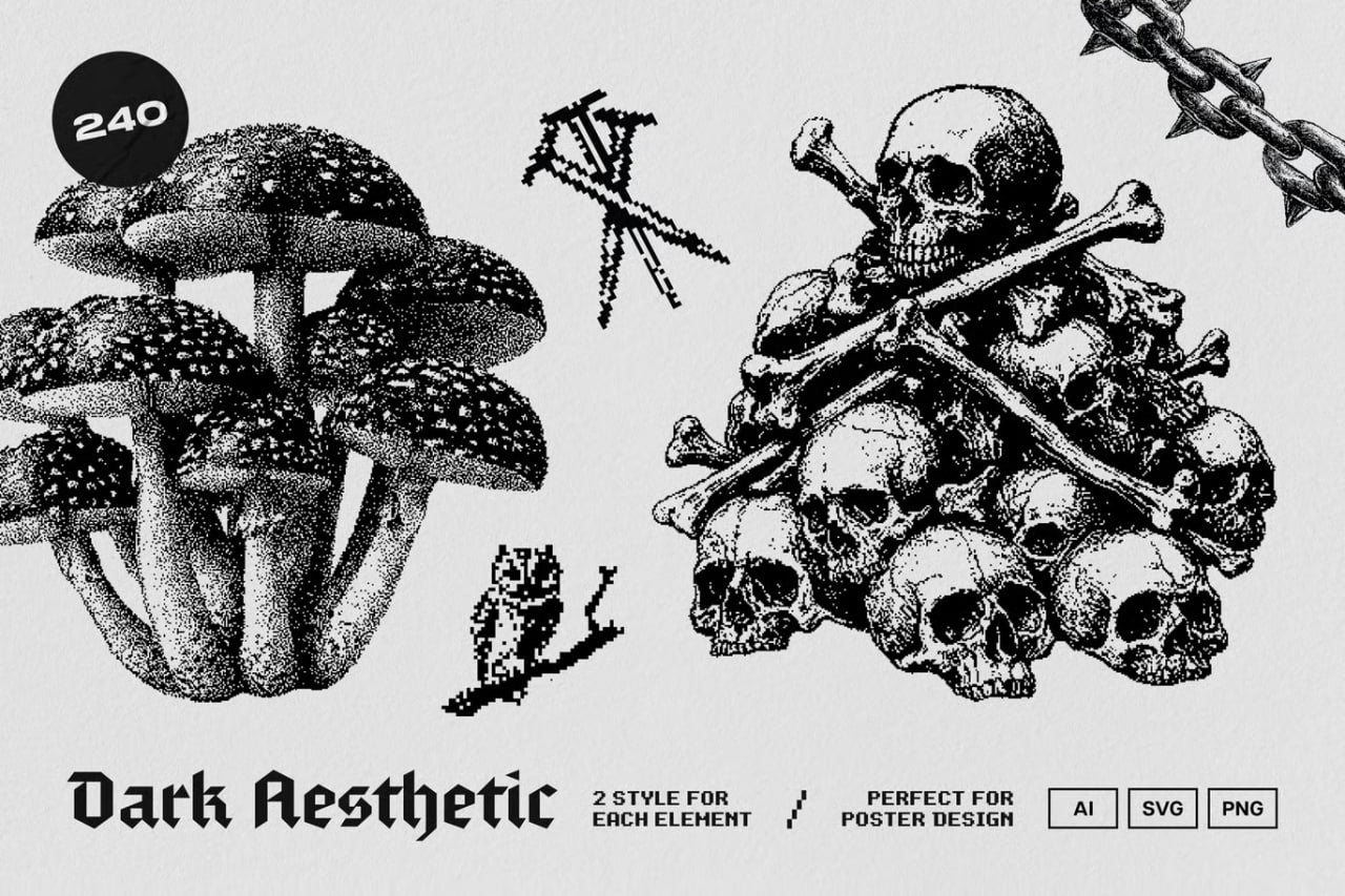 Dark Aesthetic Dithering Bundle