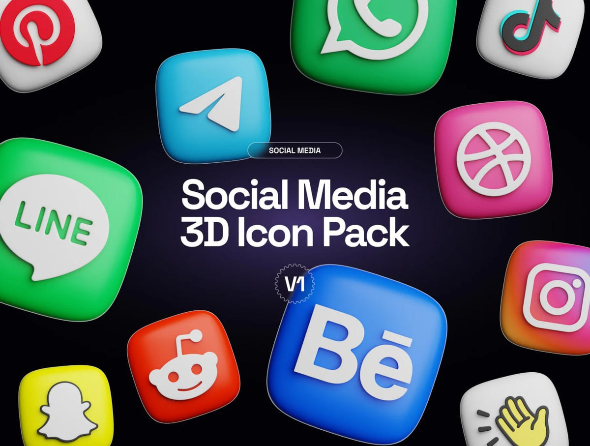 Aperçu principal de Social Media 3D Icon Pack, ressource Vectors par HYTRAPE