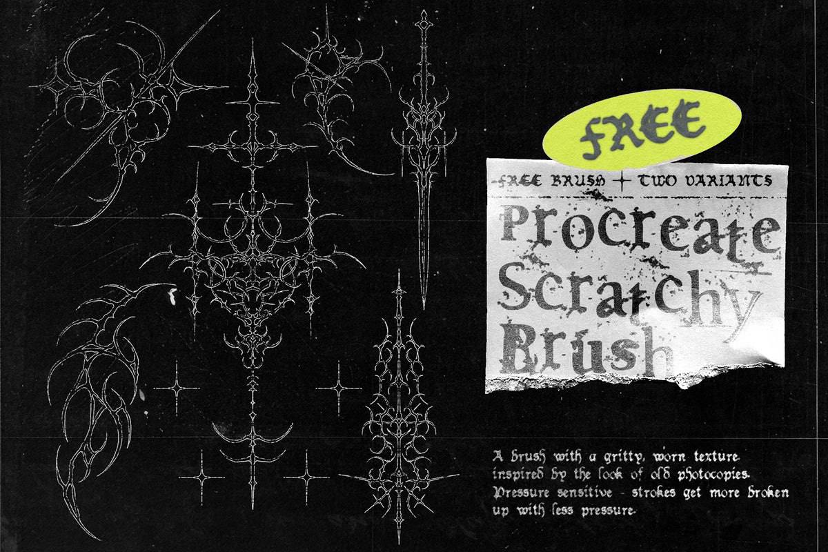 Aperçu principal de Procreate Scratchy Brush, ressource Actions et brushes par HYTRAPE