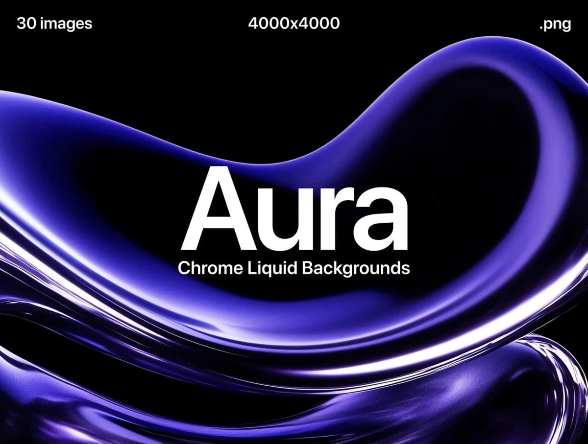Aperçu principal de Aura "30+ Chrome Liquid Background", ressource Mockups par HYTRAPE