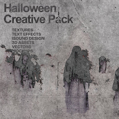 HALLOWEEN CREATIVE PACK (Textures, Fonts, Text Effects, Sound Design, 3D Assets & more..)