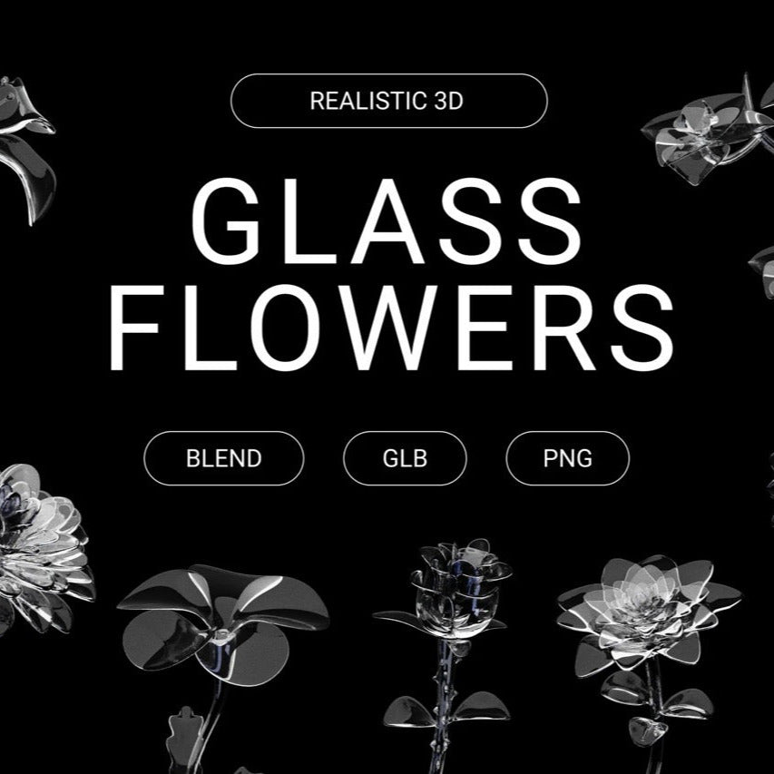Aperçu principal de Illustration de fleurs en verre 3D, ressource 3D par Spacepixelcreative