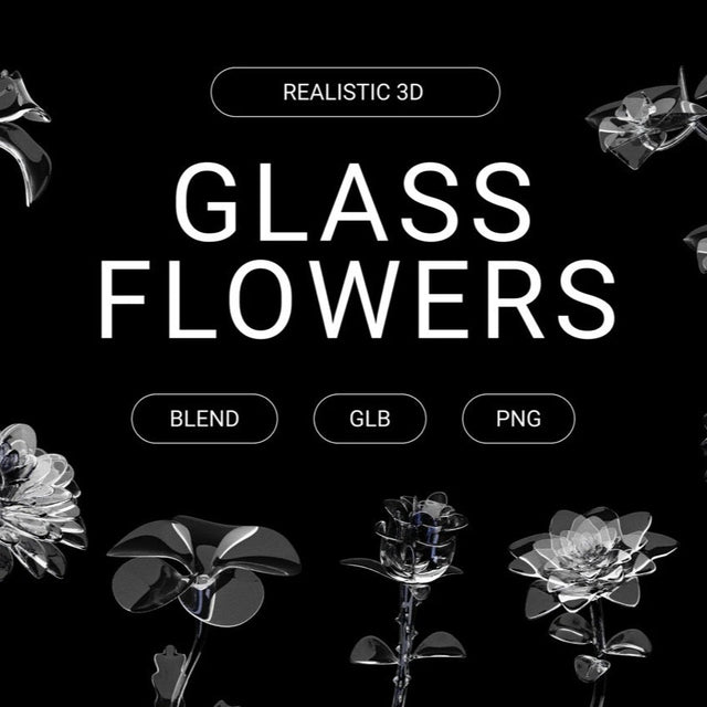3D glass flower illustration par Spacepixelcreative