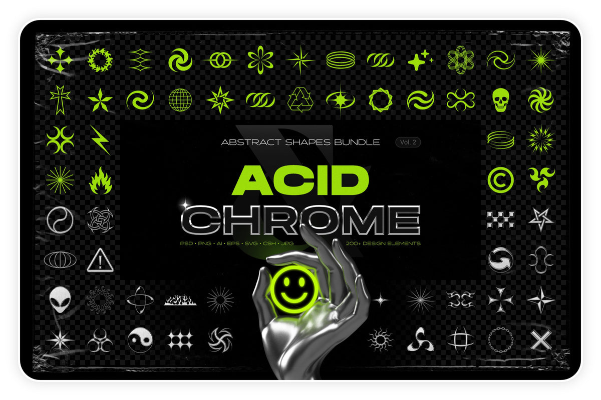 Aperçu principal de Acid and Chrome - Abstract Shapes Bundle, ressource Vectors par Samolevsky
