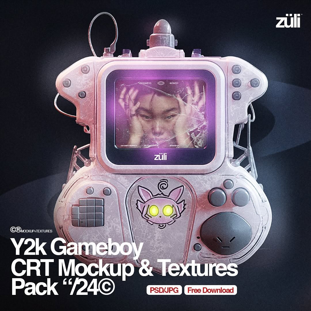 Y2k Gameboy Mockup & CRT Textures Pack [By Züli]