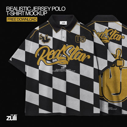 Realistic Oversize Jersey Polo T-Shirt Mockup [By Züli]