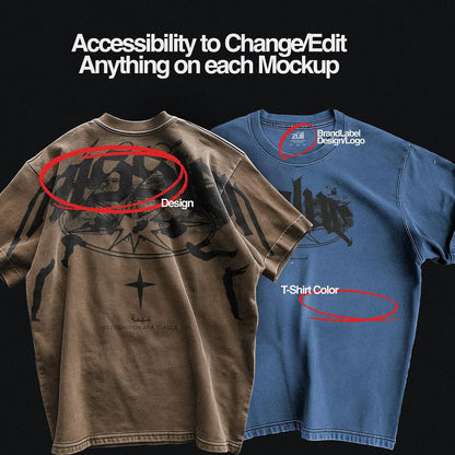 Realistic 8 Mockups Oversize T-Shirts [By Züli]