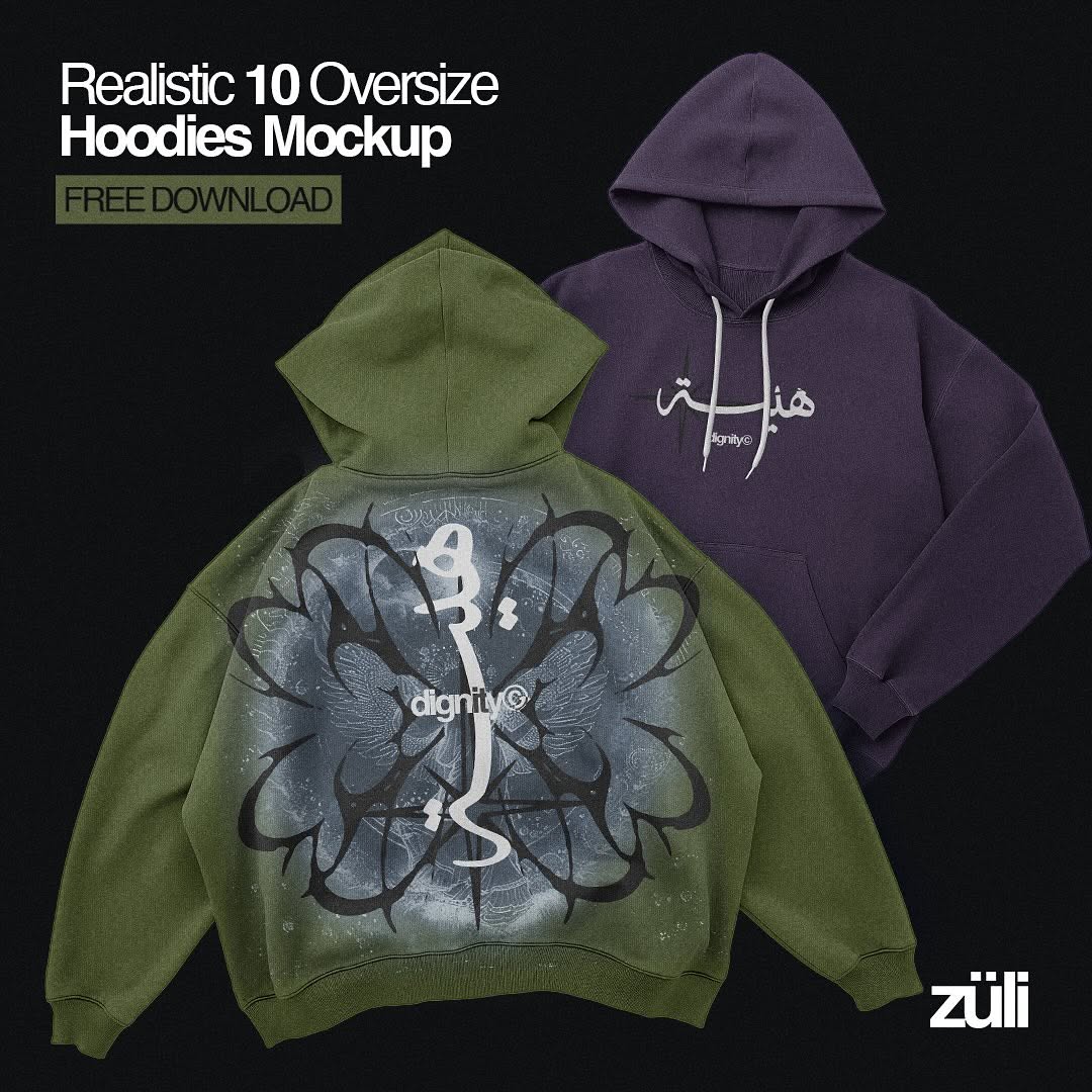 Aperçu principal de Realistic 10 Mockups Oversize Hoodies [By Züli], ressource Mockups par Züli