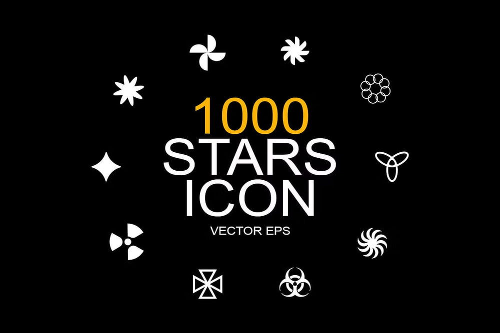 Aperçu principal de +1000 Stars Icon Vector Design, ressource Mockups par HYTRAPE