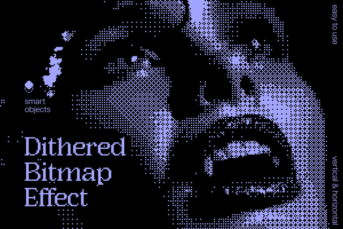 Aperçu principal de Dithered Bitmap Photo Effect, ressource Mockups par Pixelbuddha
