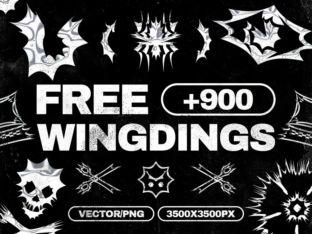 Aperçu principal de +900 Wingding Shapes Pack, ressource créative numérique par HYTRAPE