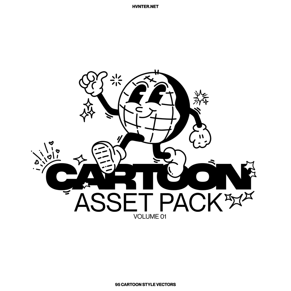 Aperçu principal de +95 Cartoon assets pack [By HVNTER], ressource Vectors par HVNTER